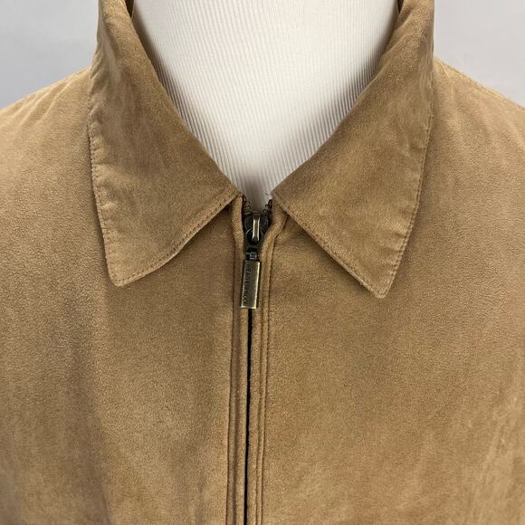 VTG WEATHERPROOF | Tan 90s Faux Suede Collard Bomber Jacket | Men's - Picture 2 of 14